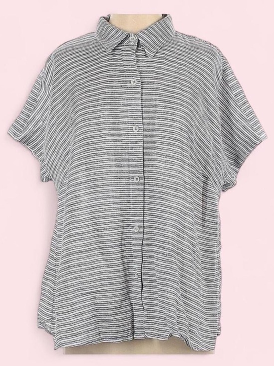 CAbi Tops - CAbi Hacienda Striped Linen Shirt XS Coastal Grandma Cottagecore Button Up 5257